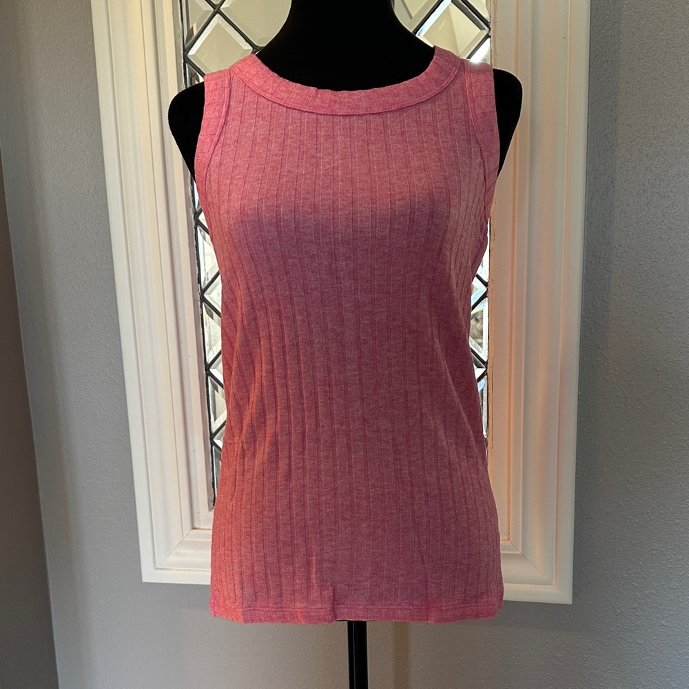 Zenana Outfitters Pink Ribbed Tank Top